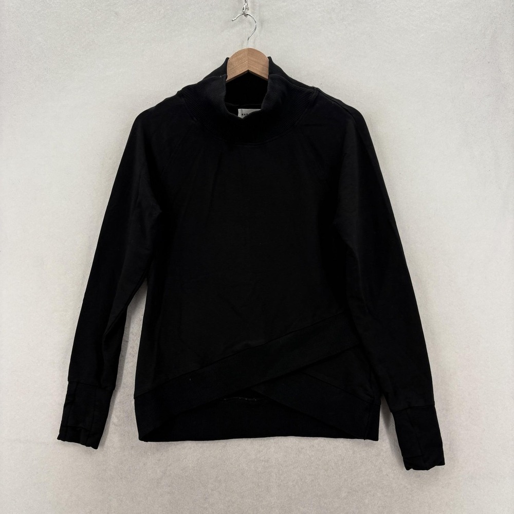 Marcella NYC Lightweight European French Terry Pullover Womens M Black Stretch